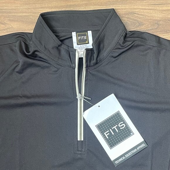 FITS Women's Quarter Zip Polo - Light Weight - Black - Medium - Picture 3 of 6